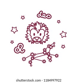 vector line Zodiac sign: leo constellation