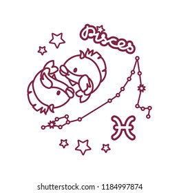 vector line Zodiac sign: pisces constellation