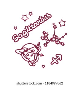 vector line Zodiac sign: sagittarius constellation
