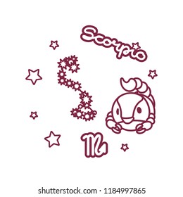 vector line Zodiac sign: scorpio constellation