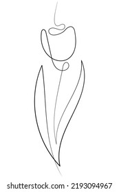 Vector linear abstract flower. Spring summer flower with blossoming bud and petals