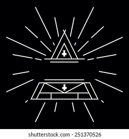Vector linear abstract hipster logo template - magical triangle with copy space for text - vector badge