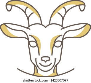 Vector Linear Art Goat Illustration Icon Isolated