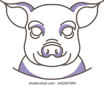 Vector Linear Art Pig Illustration Icon Isolated