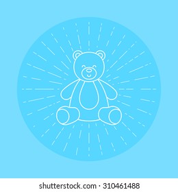 Vector linear baby bear toy icon