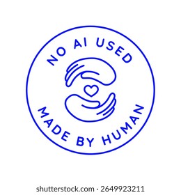 Etiqueta linear de vetor ilustrando o conceito humano trabalhado, design mínimo para etiqueta ou conteúdo de marca criado com inteligência humana, conceito feito à mão
