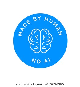 Etiqueta linear de vetor ilustrando o conceito humano trabalhado, design mínimo para etiqueta ou conteúdo de marca criado com inteligência humana, conceito feito à mão
