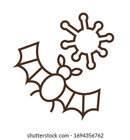 Vector linear bat icon with virus
