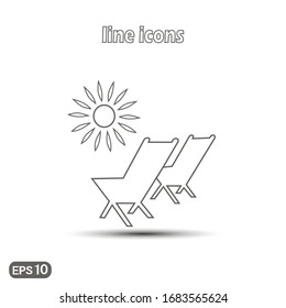 Vector linear beach lounger icon. Modern simple flat icon for website design, logo, application, user interface. Vector EPS10