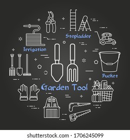 Vector linear black gardening and farming - Garden Tool