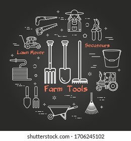 Vector linear black gardening and farming - Farmers Tools