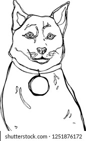 Vector Linear Black And White Illustration Of A Dog