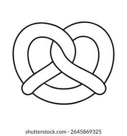 Vector linear black and white illustration of Pretzel Kringle