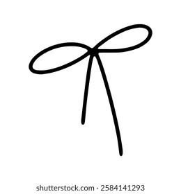Vector Linear bow for gift box hand drawn isolated on white background