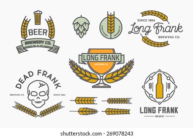 Vector linear brewery labels and design elements.