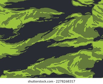 
Vector linear camouflage pattern modern fabric texture, green background