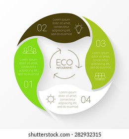 Vector linear circle eco infographic. Ecology template for diagram, graph, presentation and chart. Environmental care concept with 4 options, parts, steps or processes. Nature concept.