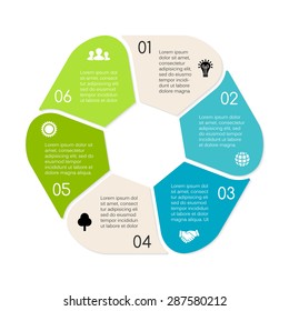 Vector linear circle eco infographic. Ecology template for diagram, graph, presentation and chart. Environmental care concept with 6 options, parts, steps or processes. Nature concept. 