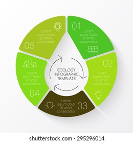 Vector linear circle eco infographic. Ecology template for diagram, graph, presentation and chart. Environmental care concept with 5 options, parts, steps or processes. Nature concept. Linear graphic
