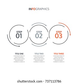 Vector linear circles with arrow elements for infographic. business concept with 3 steps, options. 