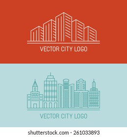 Vector linear city logo concepts - urban illustrations - building icons