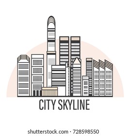 Vector Linear City Skyline Illustration 