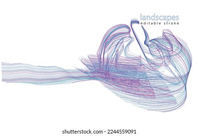 Vector linear composition, background, texture. Lines twisting into a ball. Elements can be selected by color and change attributes, color. Perfect editable stroke vector simple outline illustration 