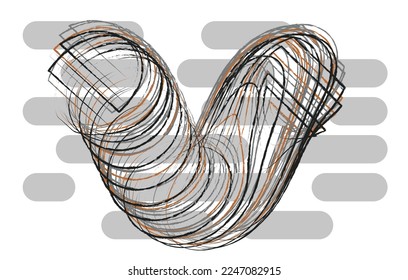 Vector linear composition, background, texture. Volumetric tube located in space. Elements can be selected by color and change attributes, color. Perfect editable stroke vector simple outline.