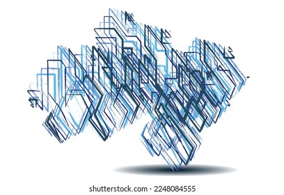 Vector linear composition, background, texture. Volumetric structure located in space. Artistic geometric background.