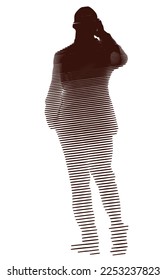 Vector linear composition, background, texture. Volumetric silhouette of a man. Artistic geometric background. Pen stroke. Optical illusion.