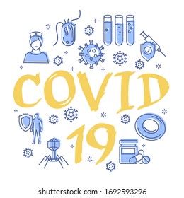Vector linear concept of coronavirus pandemic - COVID-19 sign