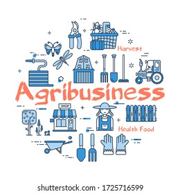 Concepto lineal vectorial de agricultura doméstica y jardinería - agroindustria