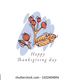 Vector linear design Harvest festival greetings card. Typography ang icon for autumn holiday background, banners or posters and other printables