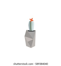 Vector - linear design, potted cactus