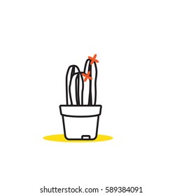 Vector - linear design, potted cactus