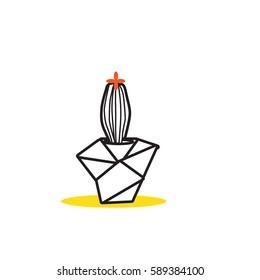 Vector - linear design, potted cactus