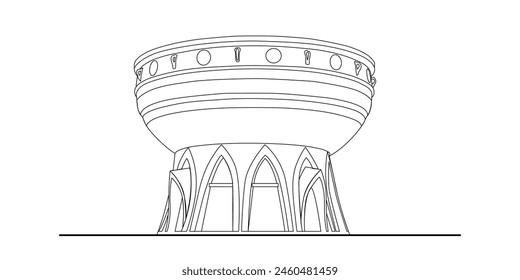 Vector linear drawing of the architectural symbol of the city of Kazan, the capital of Tatarstan, Russia. The wedding palace, the registry office called "Chalice".