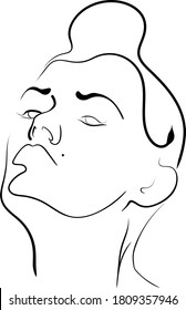vector linear drawing. fashion illustration for the design of cosmetics, business card, fabric, website, beauty salon.