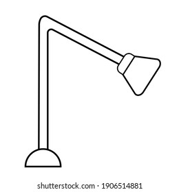 Vector linear drawing of the lamp. A simple linear office accessory icon, isolated on a white background.