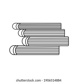 Vector linear drawing of a stack of books. A simple linear office accessory icon isolated on a white background.