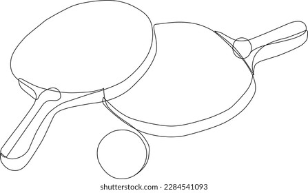 vector linear drawing. world table tennis day. rackets and a ball. a continuous line. background for the design.