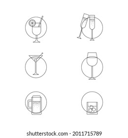 Vector linear drinks menu illustration For example, for menu, for printing, crafts, fabric, cards, wallpaper and more.