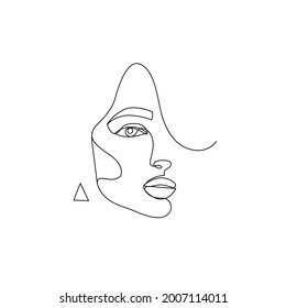 Arte facial lineal vectorial, retrato femenino Línea continua, concepto de belleza de moda, mujer minimalista, ilustración muy sexy.