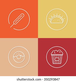 vector linear fast food icon and badges design - drink concepts - trendy style