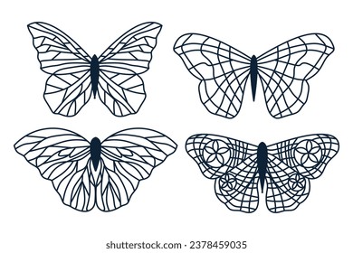 vector linear flat butterfly outline pack