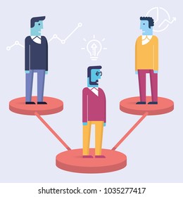 Vector linear flat illustration related to leadership,  business partnership, stakeholders and human resource management. Infographics illustration - part 5