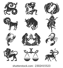 vector linear flat zodiac sign collection