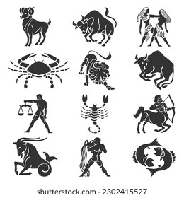 vector linear flat zodiac sign collection