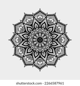 
Vector linear floral laser-cutting seamless decorative black and white pattern mandala design