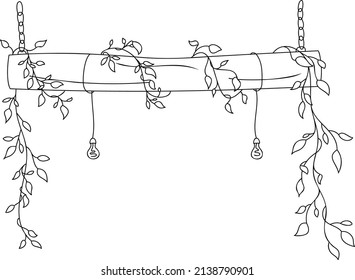 Ramas de follaje lineales vectoriales en un haz de árbol